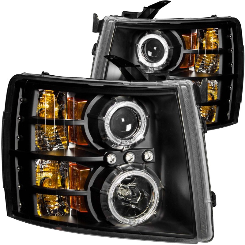 ANZO 2007-2013 Chevrolet Silverado 1500 Projector Headlights w/ Halo Black thumbnail 6