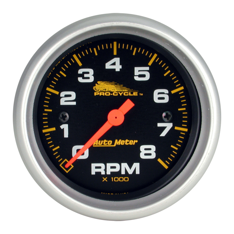Autometer Pro-Cycle Gauge Tach 2 5/8in 8K Rpm 2&4 Cylinder Black thumbnail 5