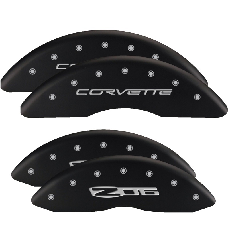 MGP Front set 2 Caliper Covers Engraved Front Bowtie Red finish silver ch thumbnail 5