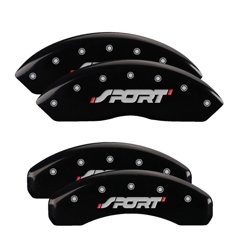 MGP 4 Caliper Covers Engraved Front & Rear SPORT Black finish silver ch thumbnail 6