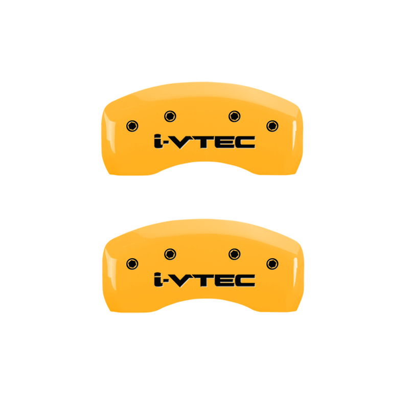 MGP 4 Caliper Covers Engraved Front & Rear I-Vtec Yellow Finish Black Char 2017 Acura ILX thumbnail 7