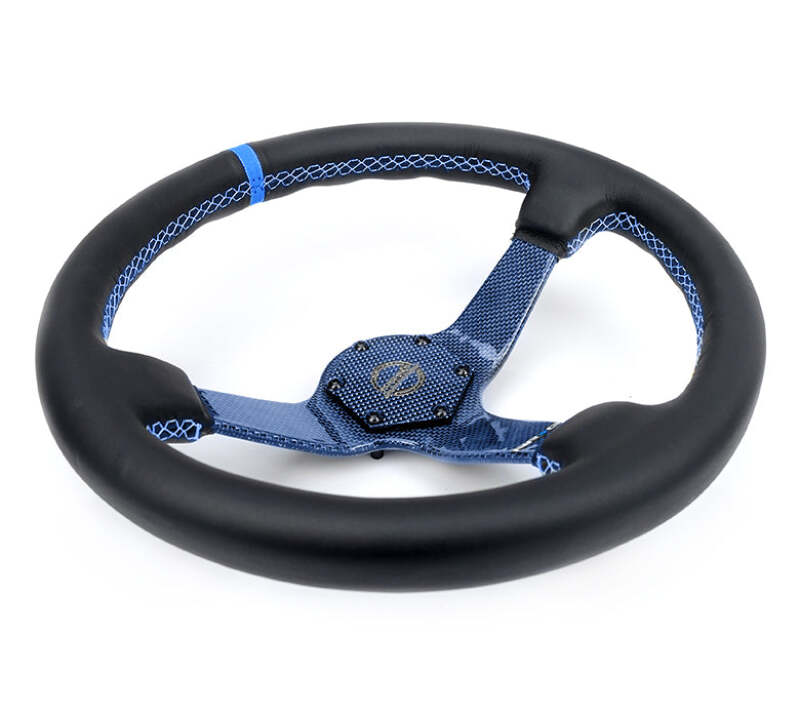 NRG Reinforced Steering Wheel (350mm) Blue Carbon Fiber Center - Blue Stitching & Center Mark thumbnail 5