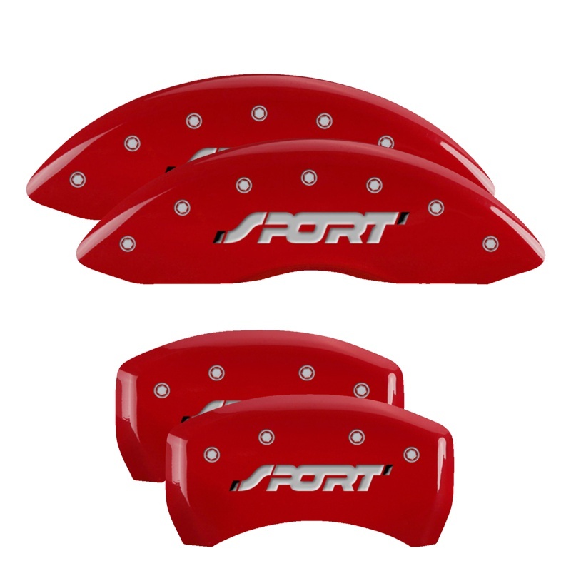 MGP 4 Caliper Covers Engraved Front & Rear SPORT Red finish silver ch thumbnail 3