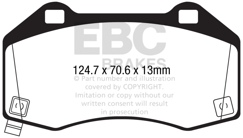 EBC 2017+ Fiat 124 Spider 1.4L Turbo Abarth Redstuff Front Brake Pads thumbnail 4