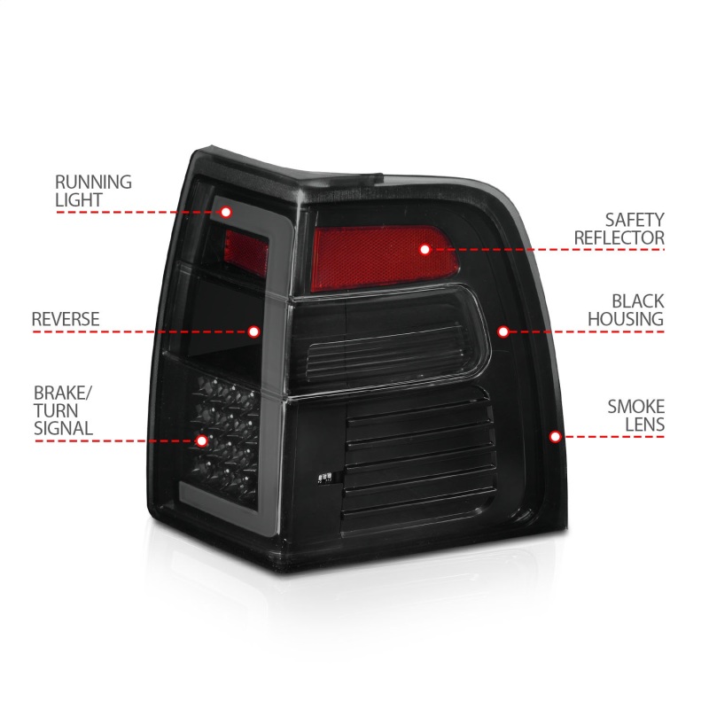 ANZO 07-17 Ford Expedition LED Taillights w/ Light Bar Black Housing Smoke Lens thumbnail 4