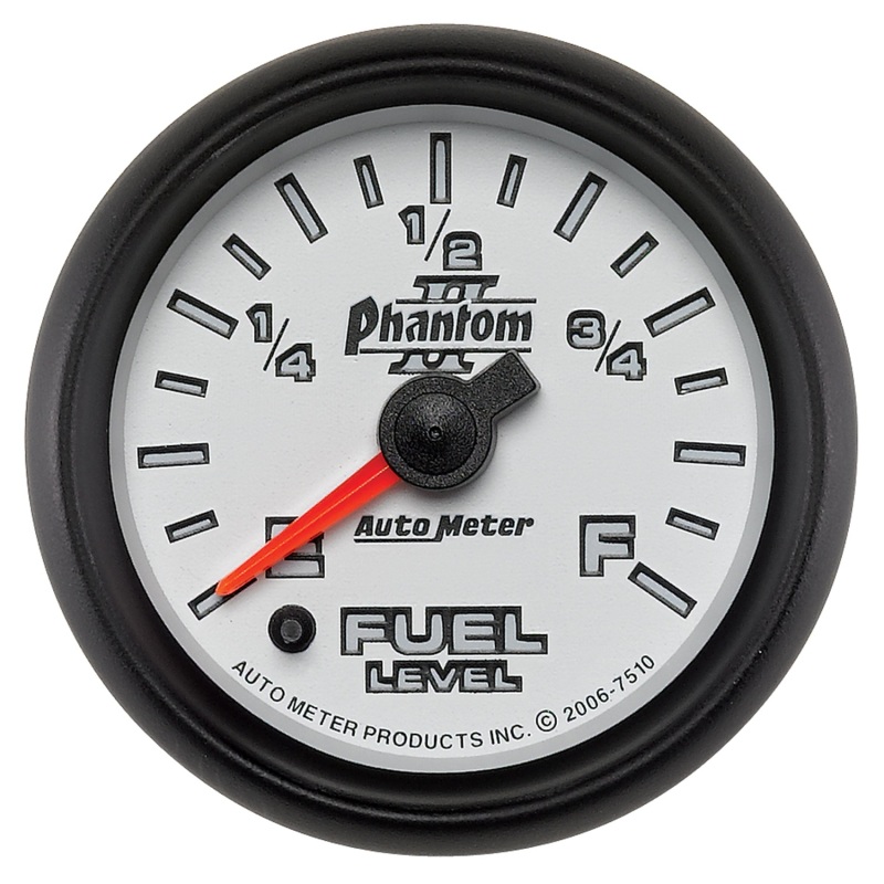 Autometer Phantom II 52mm Full Sweep Electronic 0-280 ohm Fuel Level Programmable E-F Range Gauge thumbnail 9