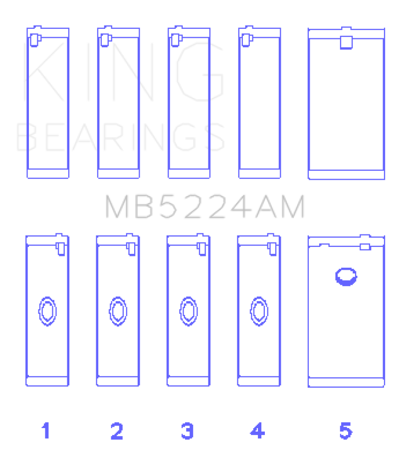 King Engine Bearings General Motors 400CI 6.6L V8 OHV Crankshaft Main Bearing Set (Set of 5) thumbnail 2