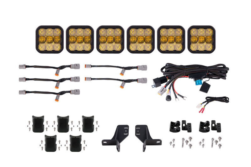 Diode Dynamics Bronco SS5 6-Pod CrossLink Grille Lightbar Kit Pro - Yellow Combo thumbnail 3