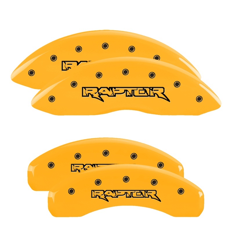 MGP 4 Caliper Covers Engraved Front & Rear Oval logo/Ford Yellow finish black ch thumbnail 6