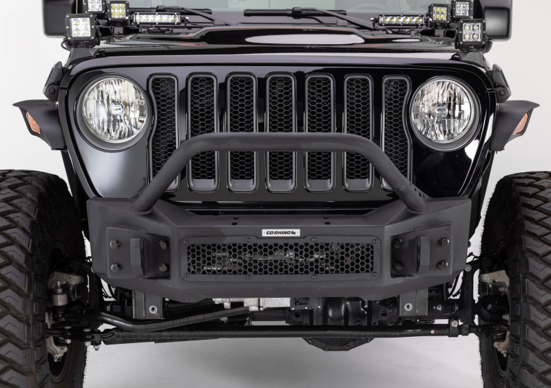Go Rhino 07-20 Jeep Wrangler JL/JLU/JK/JKU/Gladiator JT Rockline Front Stubby Bumper w/ Overrider thumbnail 3