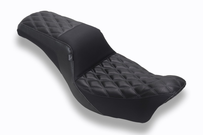 Mustang 06-17 HD Dble Diamond Squareback One-Piece, 2 Up Dyna Black w/Gunmetal Thread