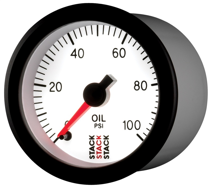 Autometer Stack 52mm 0-100 PSI 1/8in NPTF Male Pro Stepper Motor Oil Pressure Gauge - White thumbnail 5