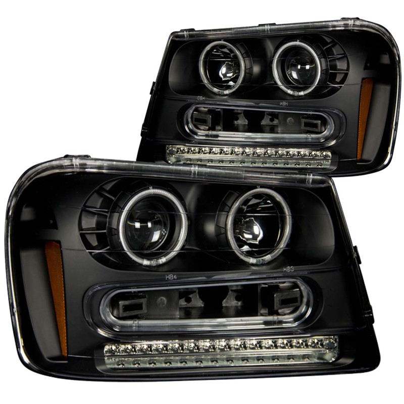 ANZO 2002-2009 Chevrolet Trailblazer Projector Headlights w/ Halo Black thumbnail 7