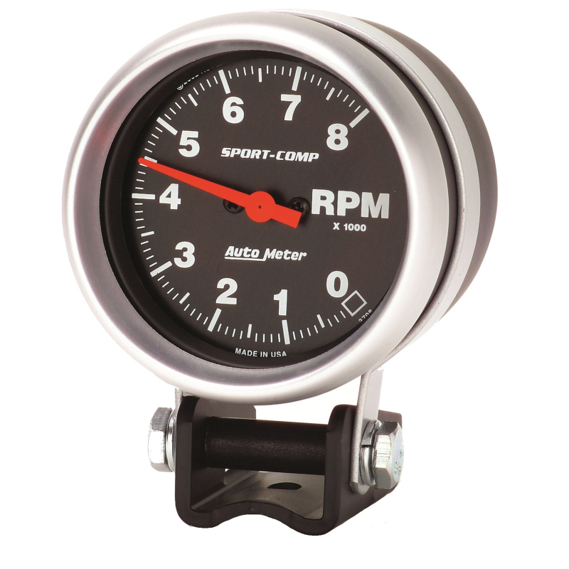 Autometer Standard 2-5/8in 8,000 RPM Pedestal Mount Tachometer Sport Comp thumbnail 7