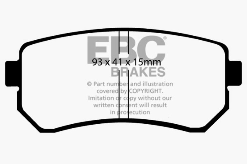 EBC Redstuff Ceramic Brake Pads DP31769C Pads, Redstuff, Ceramic, Rear, for Hyundai, Accent, Set thumbnail 6