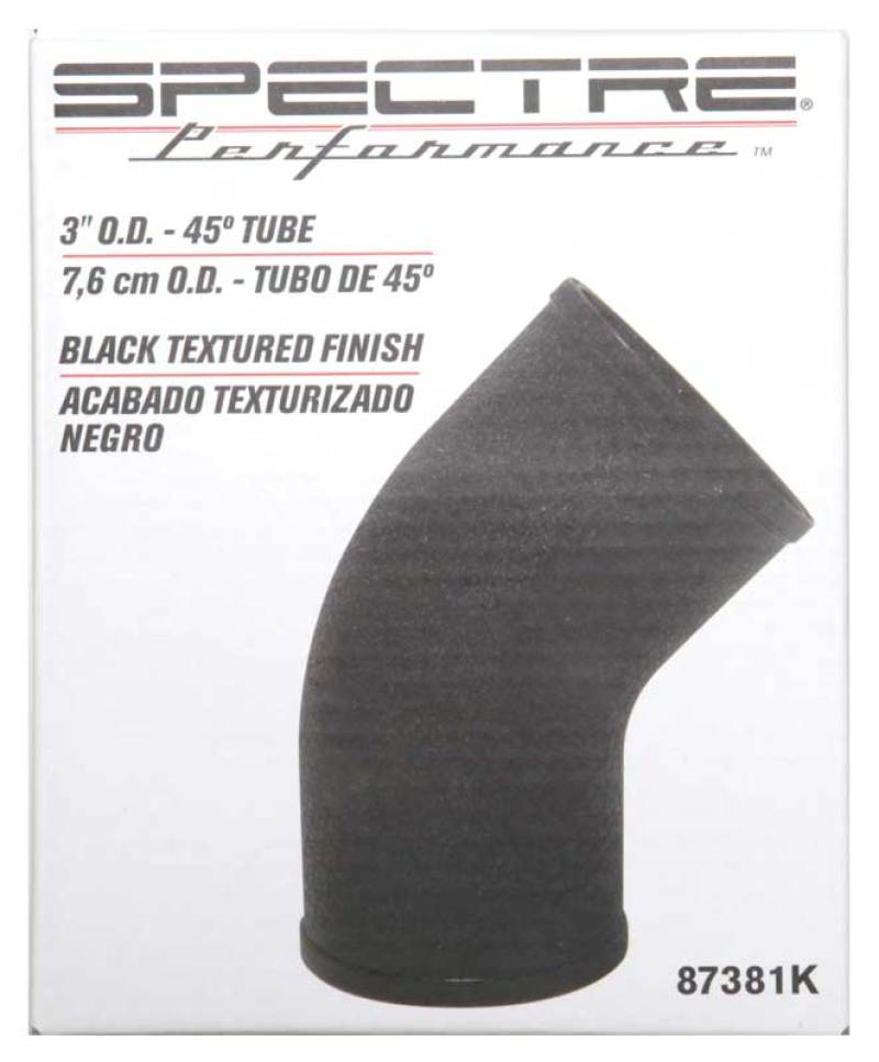 Spectre Universal Intake Elbow Tube (ABS) 3in. OD / 45 Degree - Black Textured Powdercoat thumbnail 5