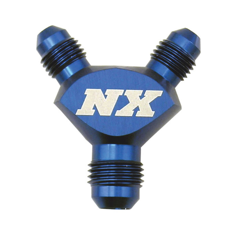 Nitrous Express 8AN x 6AN x 6AN Billet Pure-Flo Y Fitting - Blue thumbnail 3