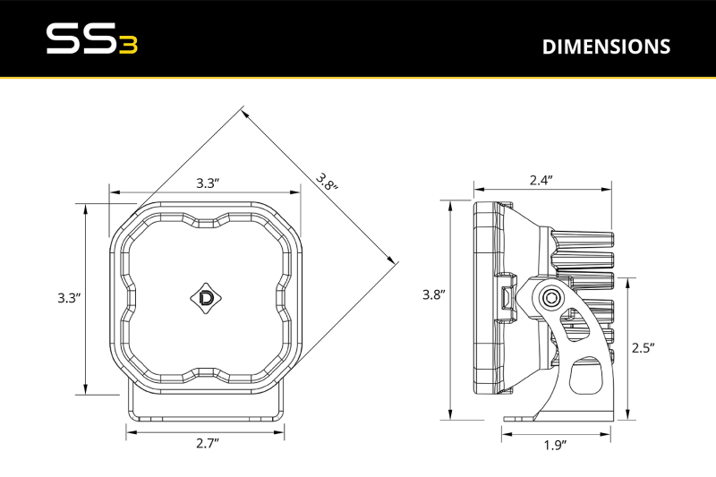 Diode Dynamics 2021 Ford Bronco Sport SS3 LED Ditch Light Kit - White Combo