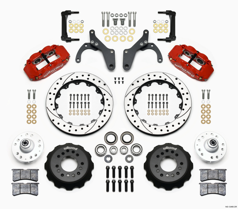 Wilwood Narrow Superlite 6R Front Hub Kit 12.88in Drill Red 59-64 Chevy Impala / 63-64 Corvette