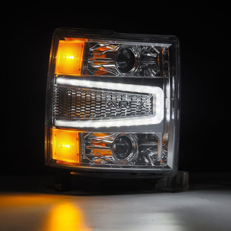 AlphaRex 14-15 Chevy 1500 PRO-Series Projector Headlights Chrome w/Sequential Signal & DRL thumbnail 3