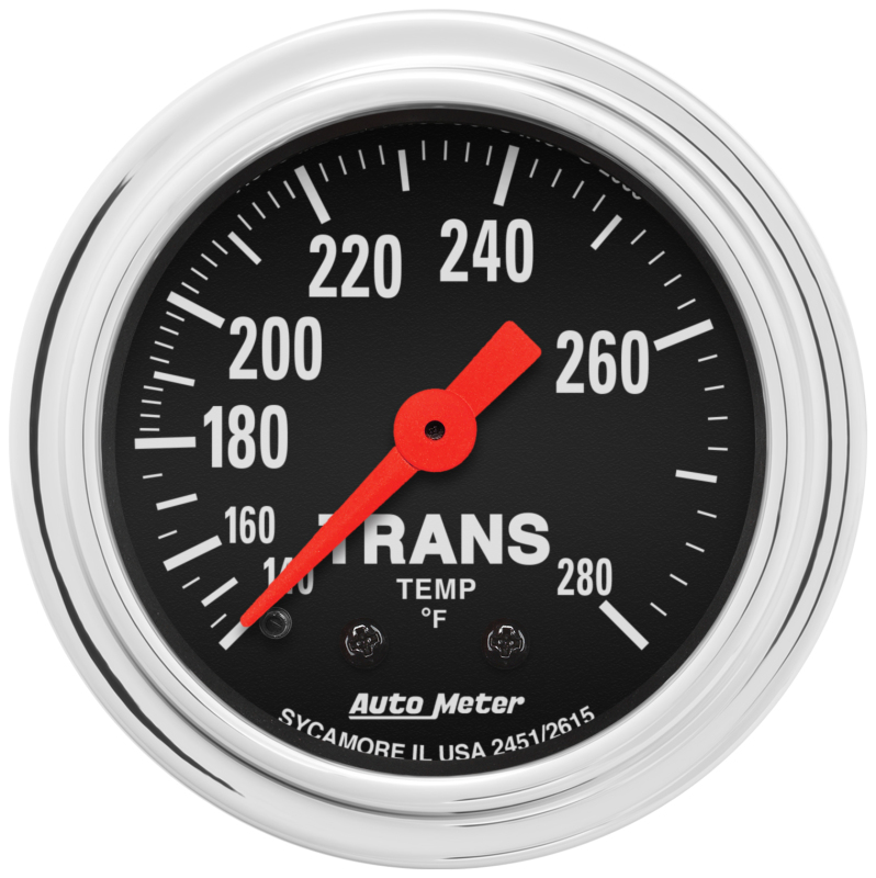 AutoMeter Gauge Trans Temp 2-1/16in. 140-280 Deg. F Mechanical 8ft. Traditional Chrome thumbnail 4