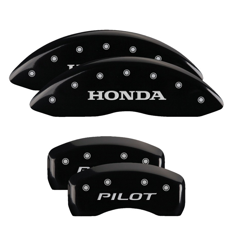 MGP 4 Caliper Covers Engraved Front Honda Engraved Rear H Logo Black finish silver ch thumbnail 7