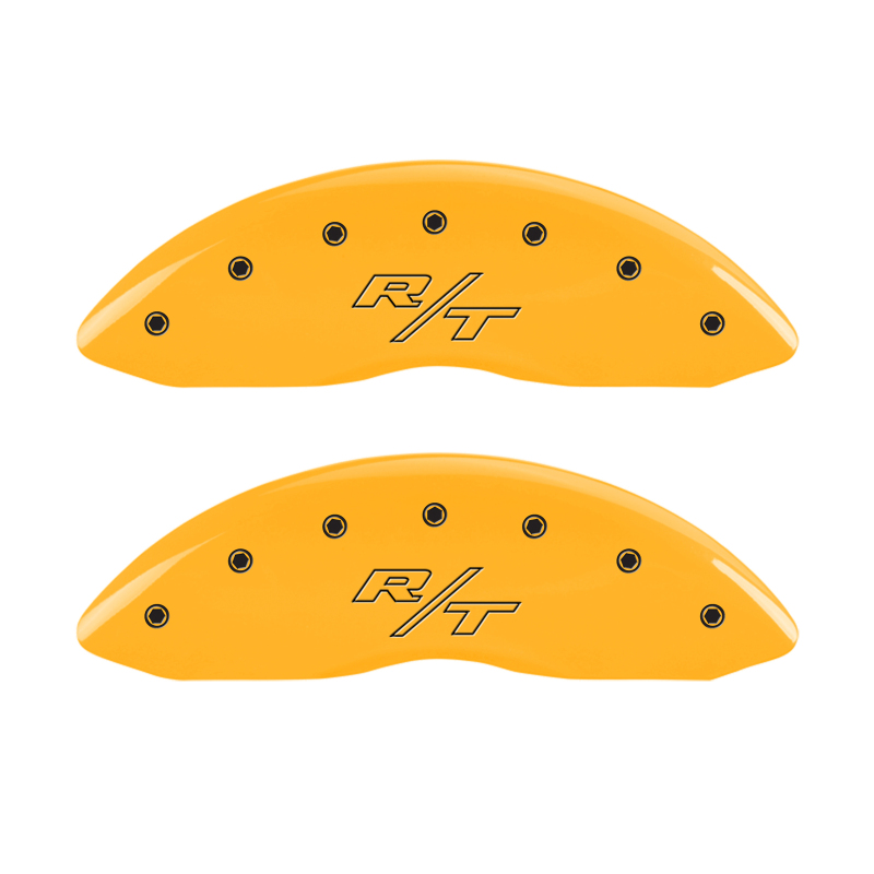 MGP 4 Caliper Covers Engraved Front & Rear Vintage Style/RT Yellow finish black ch thumbnail 7