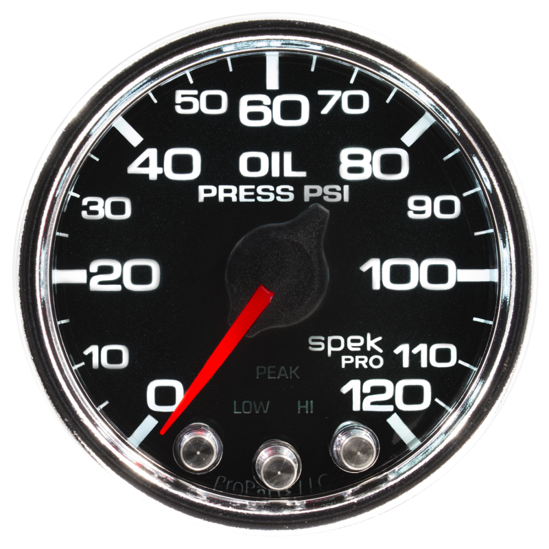 Autometer Spek-Pro Gauge Oil Press 2 1/16in 120psi Stepper Motor W/Peak & Warn Blk/Chrm thumbnail 7
