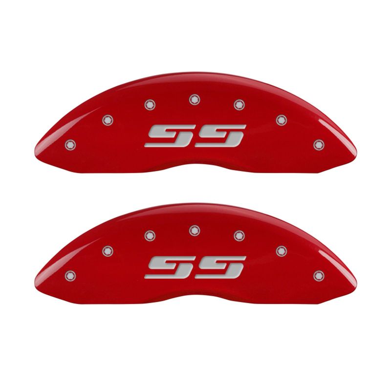 MGP 4 Caliper Covers Engraved Front & Rear Silverado style/SS Red finish silver ch thumbnail 7