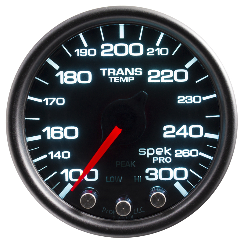 Autometer Spek-Pro Gauge Trans Temp 2 1/16in 300f Stepper Motor W/Peak & Warn Blk/Smoke/Blk thumbnail 7