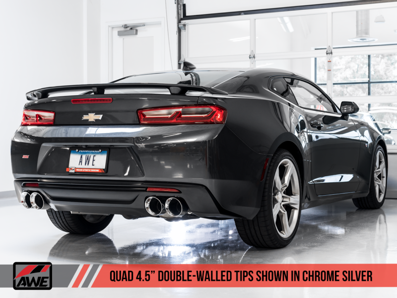 AWE Tuning 16-19 Chevrolet Camaro SS Axle-Back Exhaust - Track Edition (Quad Chrome Silver Tips) thumbnail 6