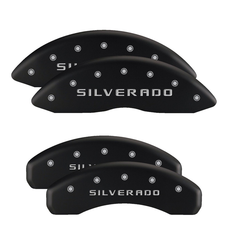 MGP 4 Caliper Covers Engraved Front & Rear With out stripes/Dart Black finish silver ch thumbnail 6