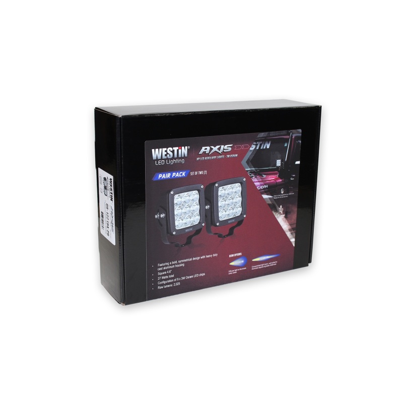Westin Axis LED Auxiliary Light 4.5 inch x 4.5 inch Square Flood w/3W Osram (Set of 2) - Black thumbnail 7