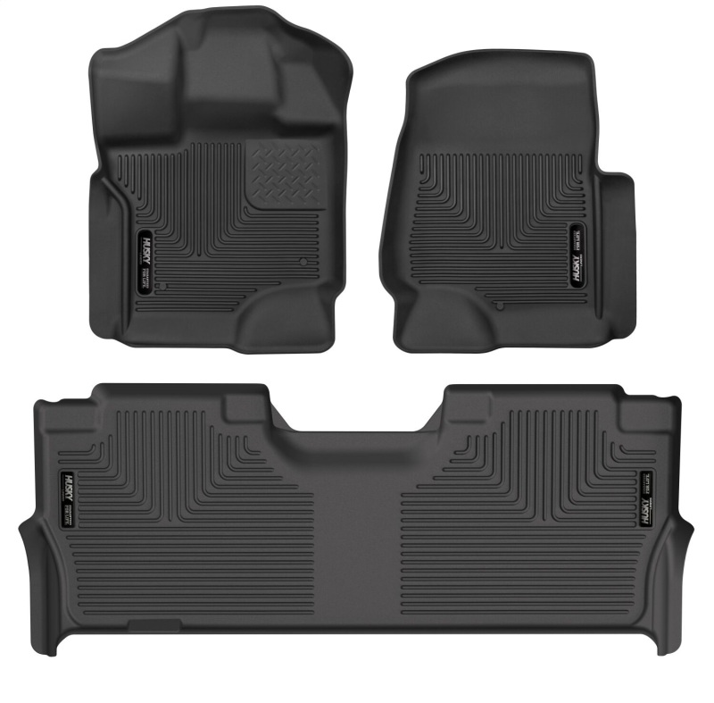 Husky Liners 21-23 Ford F-150 CC SC X-Act Contour Front & Second Row Seat Floor Liners - Black thumbnail 7