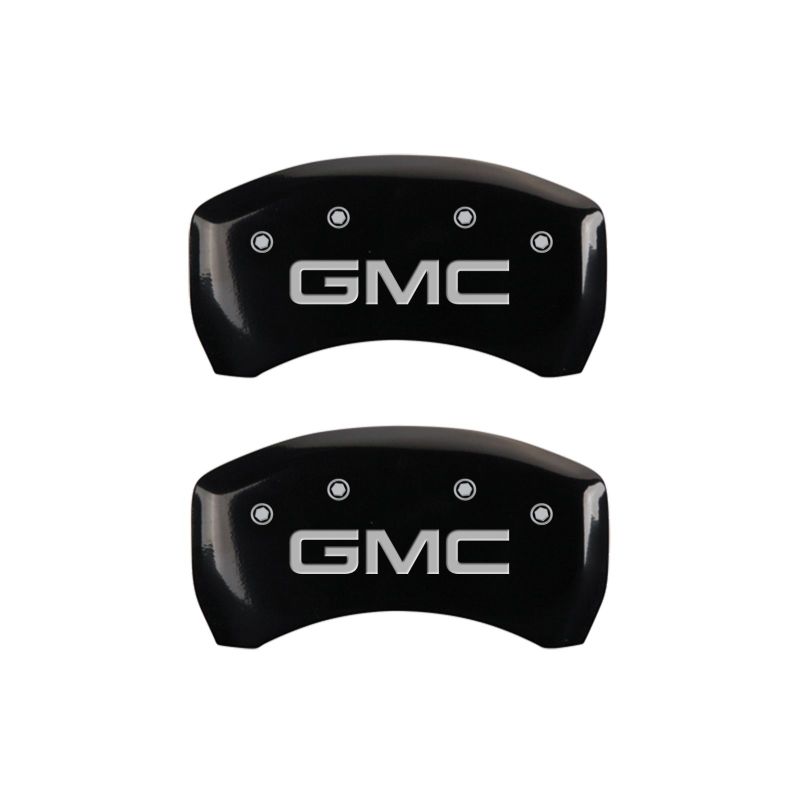MGP 4 Caliper Covers Engraved Front & Rear GMC Black Finish Silver Char 2019 GMC Arcadia thumbnail 9