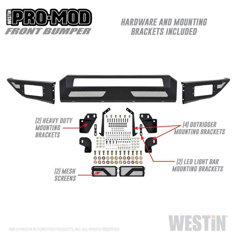 Westin Pro-Mod Front Bumpers for 2017-2022 F-250 SUPER DUTY, F-350 DUTY - 58-41175 Bumper, Pro-Mod, Fabricated, Steel, Black Textured Powdercoated, Ford, Each thumbnail 7