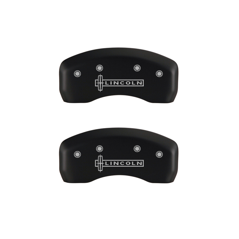 MGP 4 Caliper Covers Engraved Front & Rear Lincoln Red finish silver ch thumbnail 9