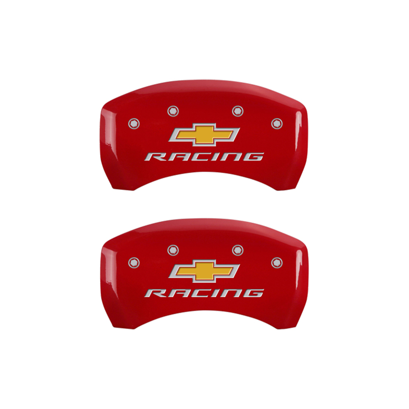 MGP 4 Caliper Covers Engraved Front & Rear Chevy racing Yellow finish black ch thumbnail 9
