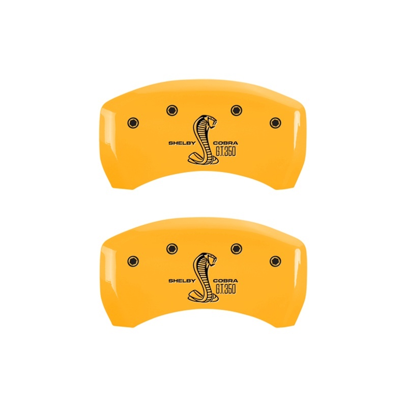 MGP Rear set 2 Caliper Covers Engraved Rear GT350 Shelby & Cobra Yellow finish black ch thumbnail 4