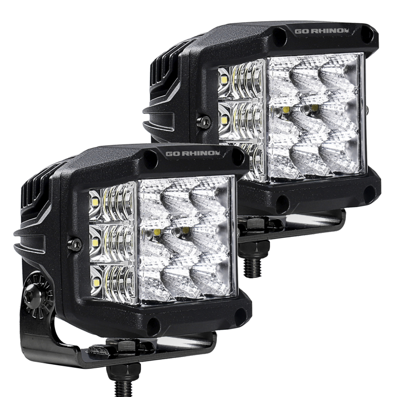 Go Rhino Xplor Bright Series Sideline Cube LED Flood Light Kit (Surface Mount) 4x3 - Blk (Pair) thumbnail 3