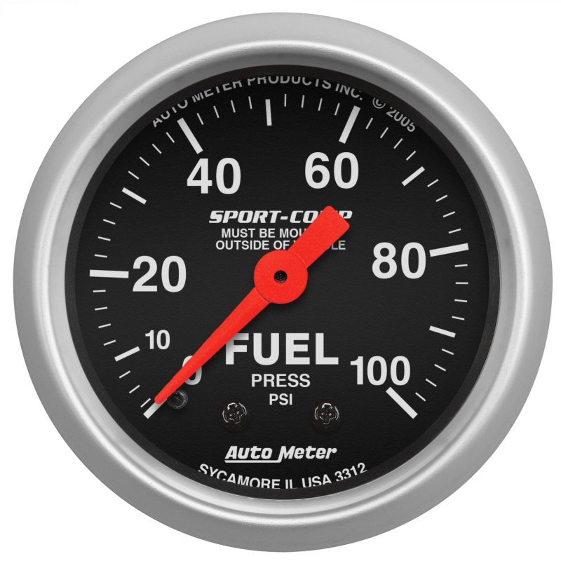 Autometer Sport-Comp 52mm 0-100 PSI Mechanical Fuel Pressure Gauge