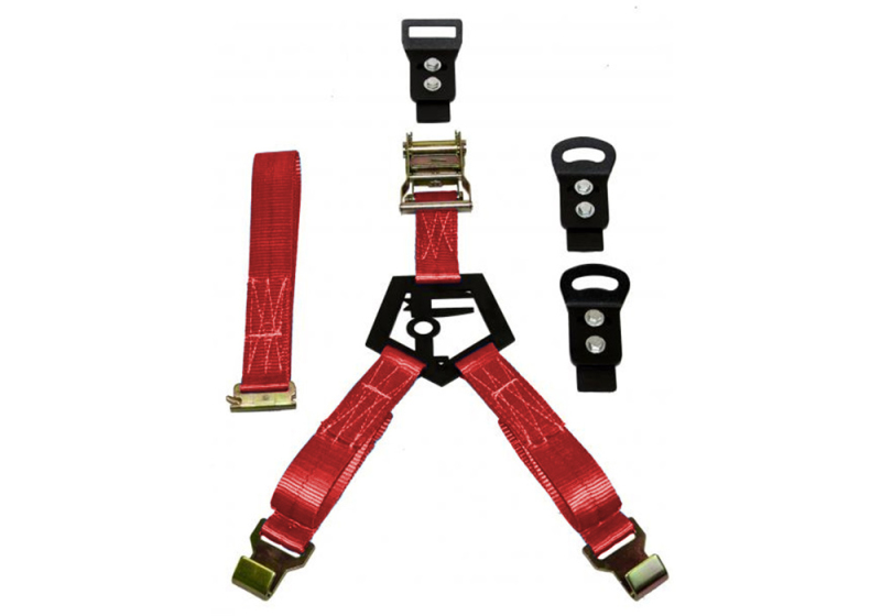 N-Fab Bed Mounted Rapid Tire Strap Universal - Gloss Black - Red Strap thumbnail 3