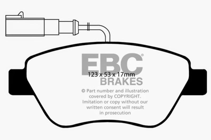 EBC 10-11 Fiat 500 1.4 (Bosch Calipers) Greenstuff Front Brake Pads thumbnail 7