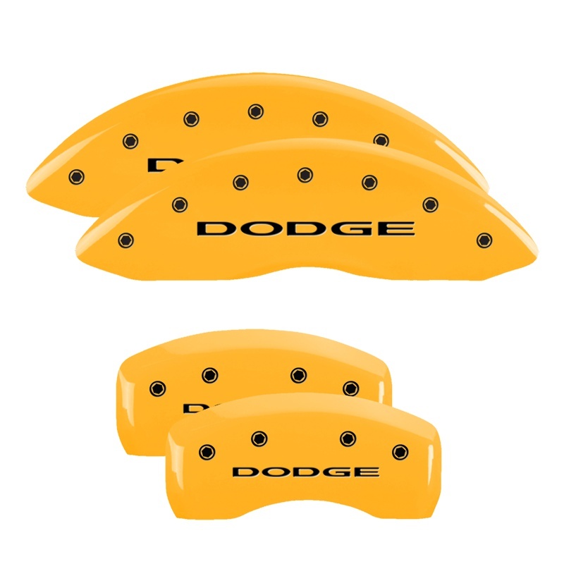 MGP 4 Caliper Covers Engraved Front & Rear With out stripes/Dodge Yellow finish black ch thumbnail 7