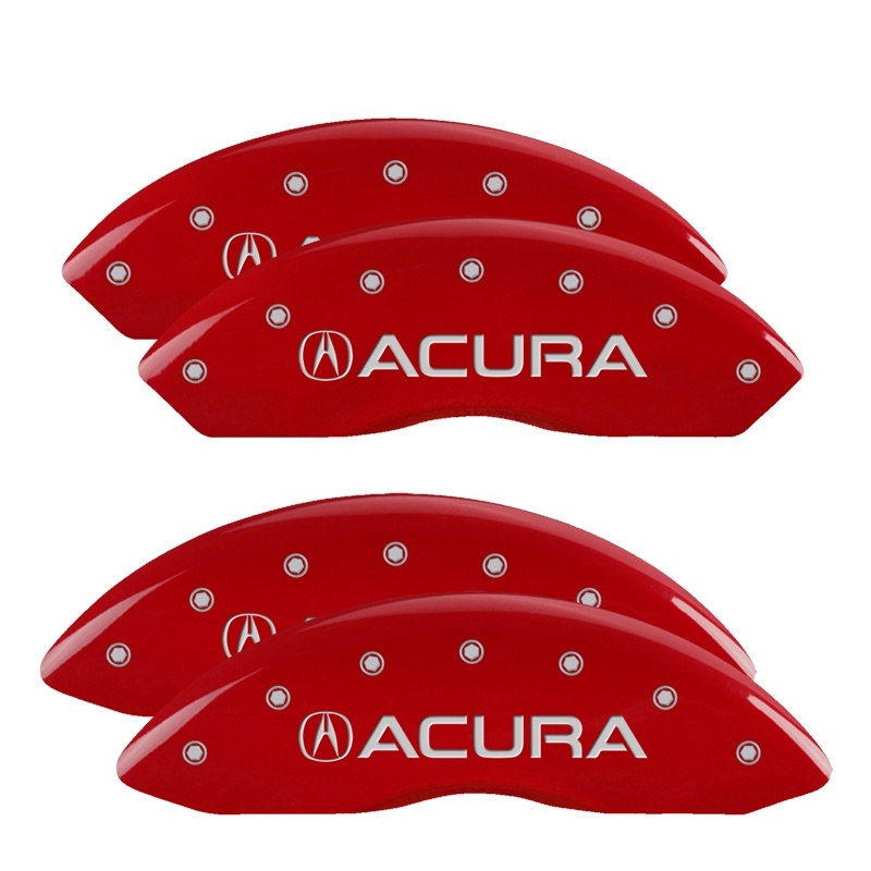 MGP 4 Caliper Covers Engraved Front & Rear Acura Red finish silver ch thumbnail 7