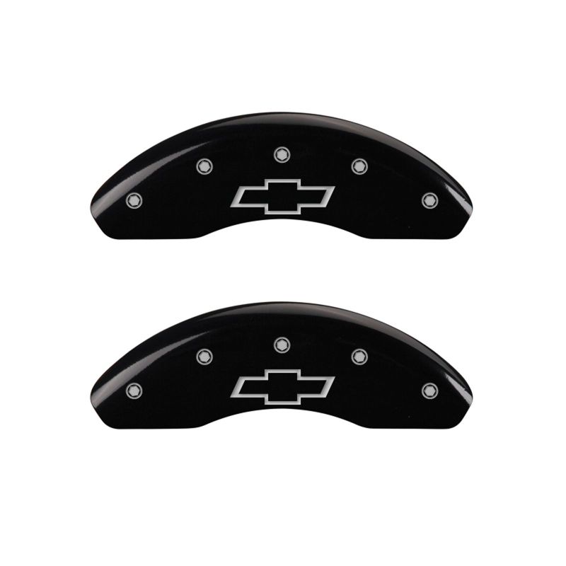 MGP 4 Caliper Covers Engraved Front & Rear Bowtie Black finish silver ch thumbnail 7