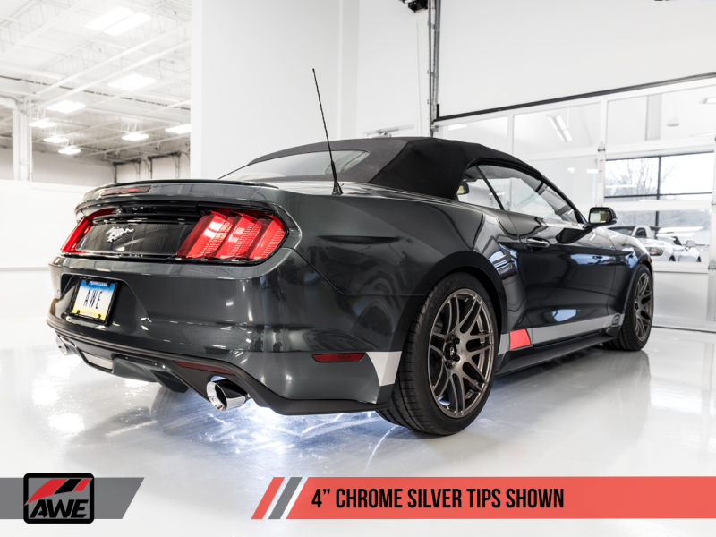 AWE Tuning S550 Mustang EcoBoost Axle-Back Exhaust - Touring Edition (Chrome Silver Tips) thumbnail 5