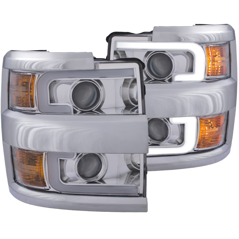 ANZO Projector Headlights 15-17 Chevrolet Silverado 2500HD / 3500HD Chrome w/ Chrome Rim thumbnail 5