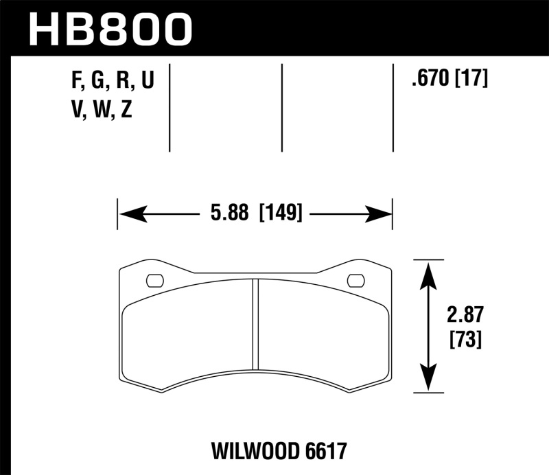 Hawk Willwood 6617 Caliper DTC-70 Race Brake Pads thumbnail 3