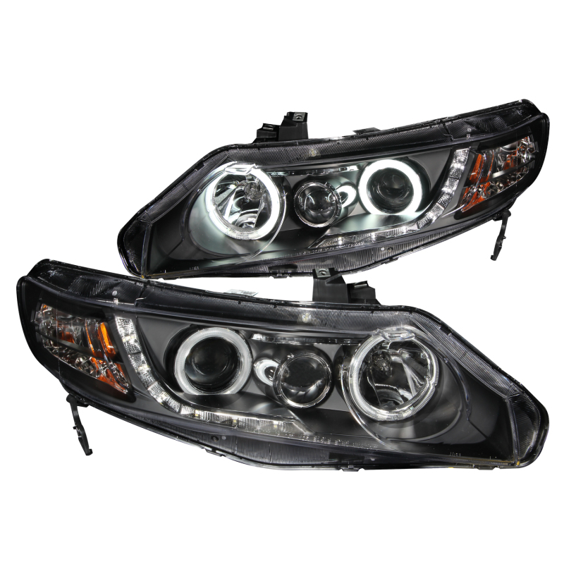 ANZO 2006-2011 Honda Civic Projector Headlights w/ Halo Black (CCFL) thumbnail 8